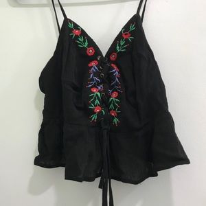 Forever 21 black tie up crop top